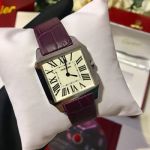 Cartier 44*35MM for Men 38*30MM For Lady Swiss Quartz Movement Silver Bezel Red/Purple Strap Watch